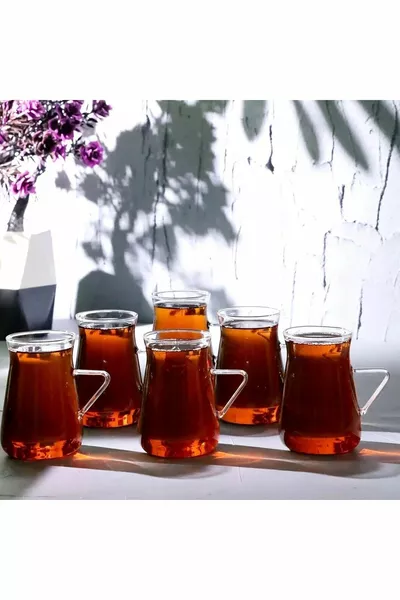 Borosilicate 6 Pcs Tea Cup with Handle