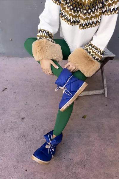 Milena Stivali da paracadute blu da donna in tessuto