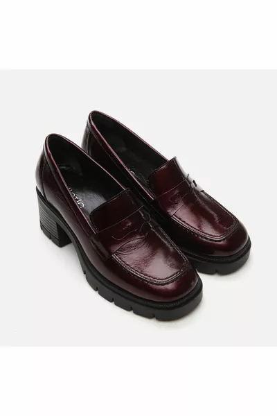 Mocassins Femme Cuir Véritable Bourgogne