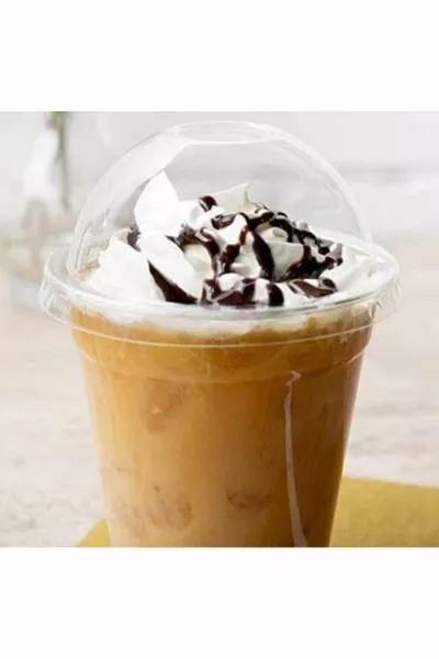 كوب بلاستيكي شفاف  مل ميلك شيك أكواب قهوة ليمونادة مع أغطية  قطع