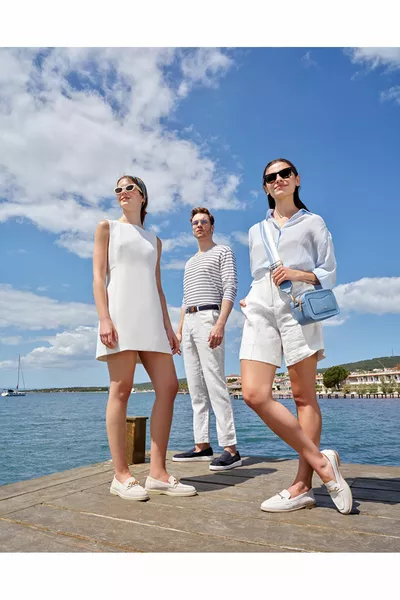 Mocassins en cuir véritable beige pour femmes 