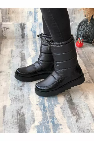 أحذية ثلجية نسائية مقاومة للماء مع فرو داخلي وسحاب أمامي