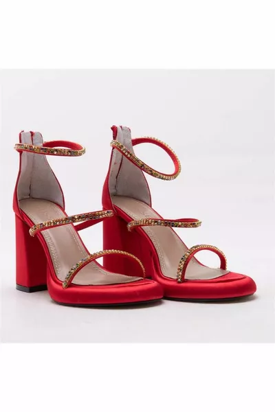 Donna Damen Stone bestickte Satin-Plateausandalen mit 