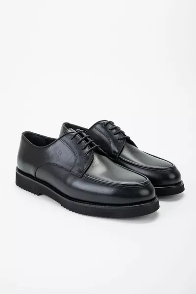 Schwarze Loafer-Schuhe aus echtem Leder für Herren