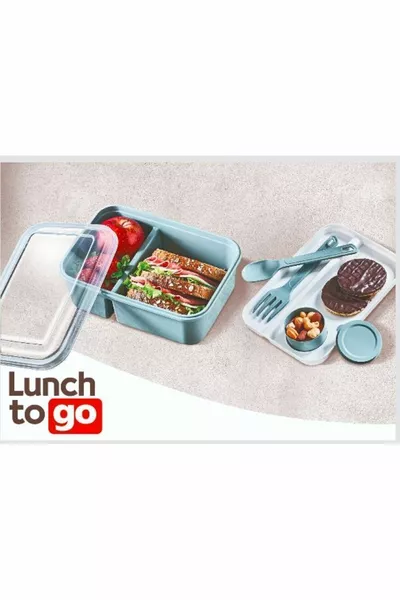 Lunch To Go Lunchbox Kunststof Lunchbox Met Compartiment Saus ml ml ..4(H)cml Blauw