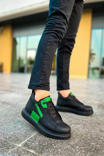 ANTAMA High-Top Winter Spring Sneakers BLACK/GREEN- CHE