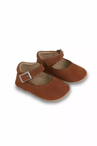 Cuir véritable cannelle couleur bébé fille Ballet appartements Premier pas 