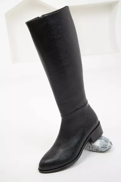Black Genuine Leather Women's Boots 