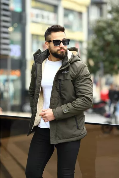 Manteau pour homme avec fourrure à l’intérieur pour l’hiver