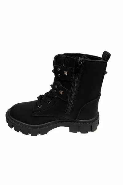 Donkerzwarte kinderlaarzen met dubbele gespen