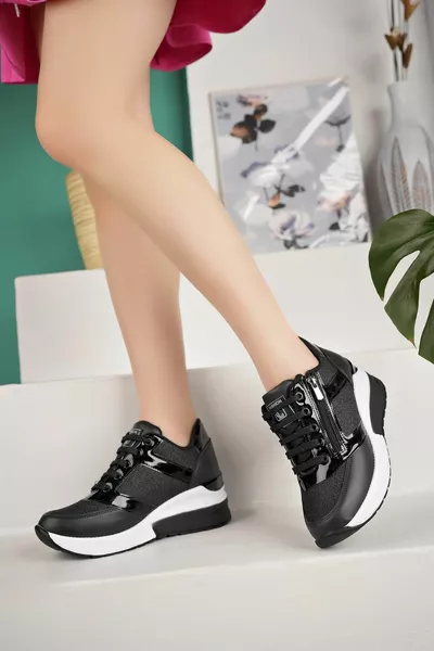 المرأة سستة الحجر عارضة مصبوب الكعب أحذية رياضية