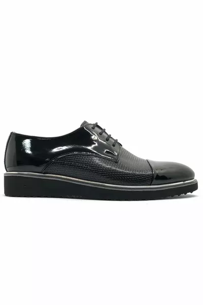Tambull  Faux Leather Thick Sole Men's Classic Shoes BLACK-PATENT LEATHER
