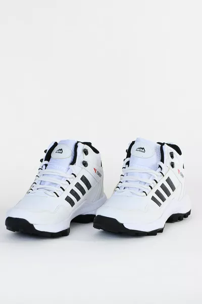 Unisex White Black Anti Slip Sole Daily Winter Nature Hiking And Trekking Boots