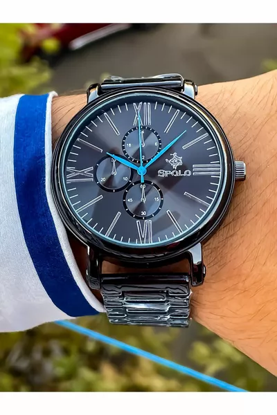 الموسم الجديد أسود اللون المعادن الفرقة الرجال ساعة اليد سوار هدية هدية عيد الأب