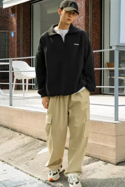 Men's Fleece Black Oversize Sweatshirt