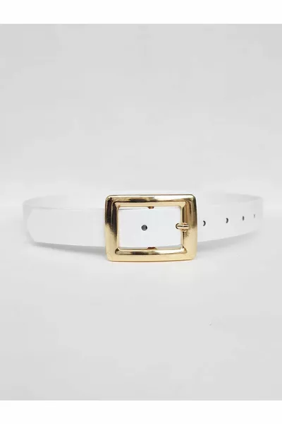 Witte riem voor dames met gouden gesp