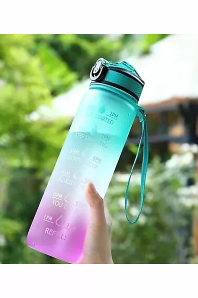 قارورة ماء تحفيزية شارب زجاجة مياه 1 لتر زجاجة ماء خالية من قارورة شارب BPA بدون لون