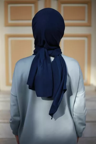 الحجاب القطن الكراك شال أزرق داكن