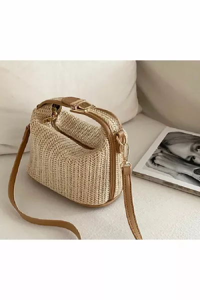 الخوص والمرأة البوهيمية الصيف البوهيمي الروطان القش ورقة حبل تصميم الكتف وحقيبة اليد