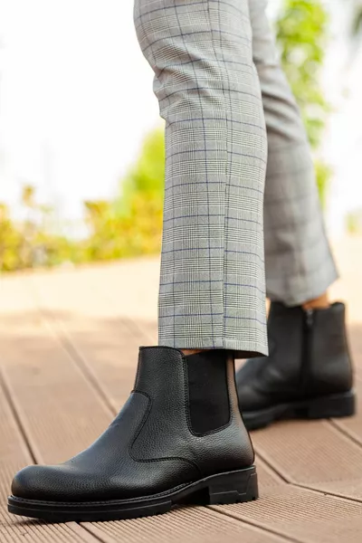 كلفن مضمونة الرجال الفراء الشتاء بسحاب أحذية تشيلسي