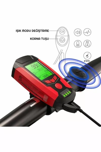 ماجيا 3 في 1 دراجة مصباح يدوي دراجة 5 أدى وظيفة عداد الأميال مصباح أمامي مقاوم للماء