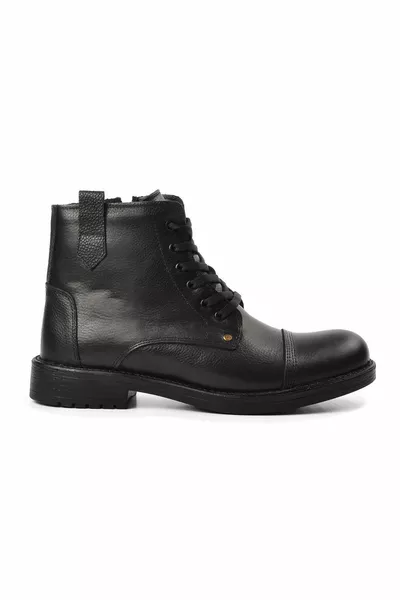  Bottes en cuir véritable en fourrure noire pour hommes