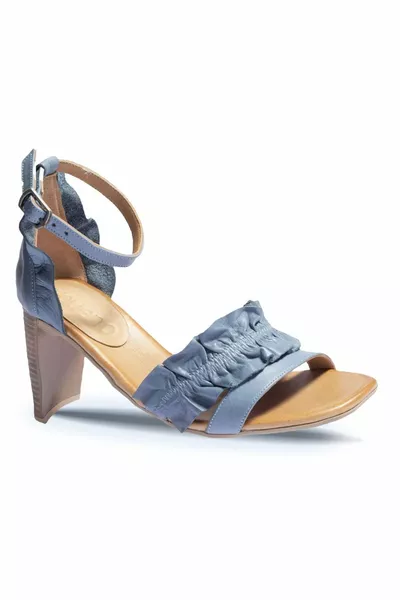 Обувки Синя Кожа Дамски сандали на ток 