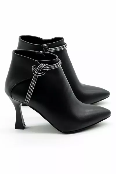 Feles Quaste Stone Detailed Bootie Classic Damen Stiefel SCHWARZ