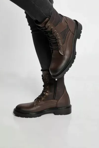  Премиум Теплая Подкладка Нескользящая Подошва Молния Шнуровка Мужские Ботинки Почтовый