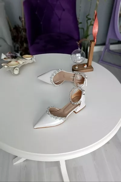 Parelmoerleren enkelsjaal 2,5 cm hakken Double Waterway Stone Classic Ballerina's Damesschoenen