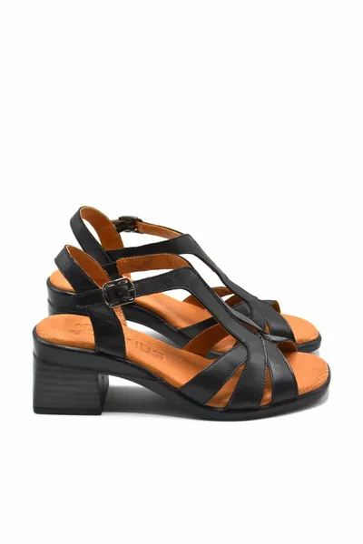 Женские кожаные сандалии черные Y