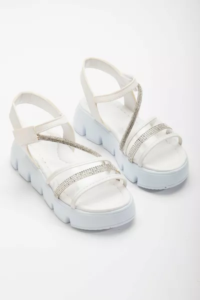 Босоножки для девочек на высокой подошве прозрачные, Velcro босоножки 