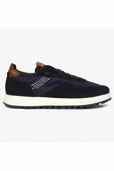 Herren Light Navy Blau Echtleder Turnschuhe 