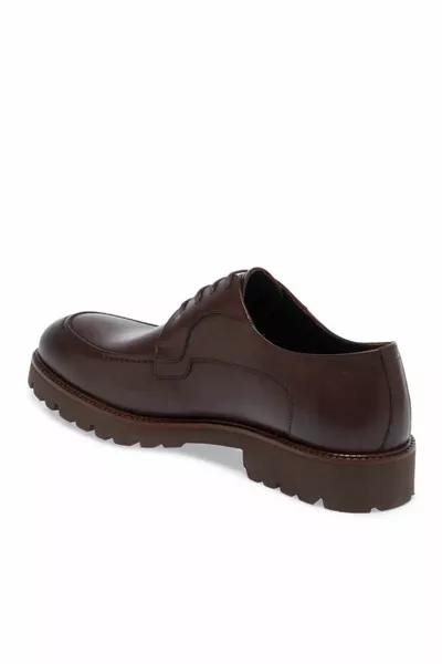 Кафяви кожени мъжки класически обувки - 