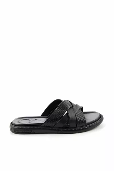 Pantofole da uomo in vera pelle stampate nere 