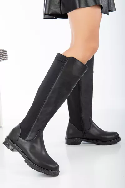 STIVALE AL GINOCCHIO IN TESSUTO SUBACQUEO NERO DA DONNA CON CERNIERA MODA