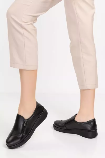 نسائي جلد طبيعي تشريحي وحيد بكعب مبطن كاجوال ESFA. - 