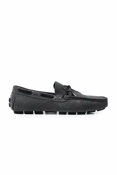 رمادي من الداخل إلى الخارج جلد سويدي طبيعي المطاط الوحيد أحذية الرجال المتسكعون 