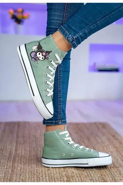 Kuromi Imprimé Menthe Vert Cheville Baskets Enfants