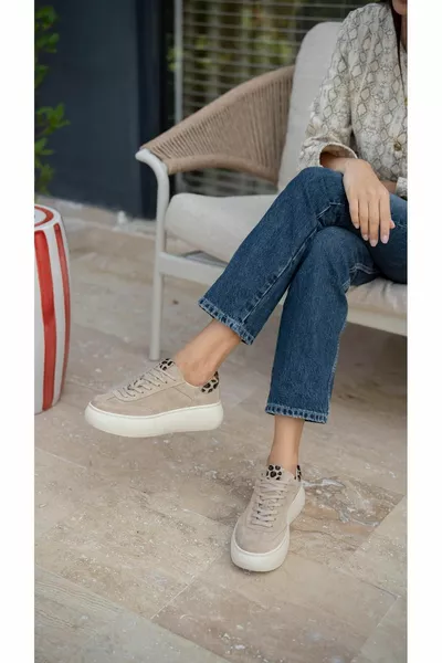 Baena Beige Suede женские кроссовки из натуральной кожи