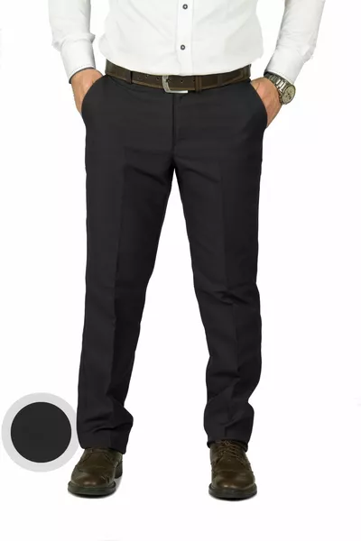 Wontilotte Men's Black Casual Fit High Waist Classic Pants