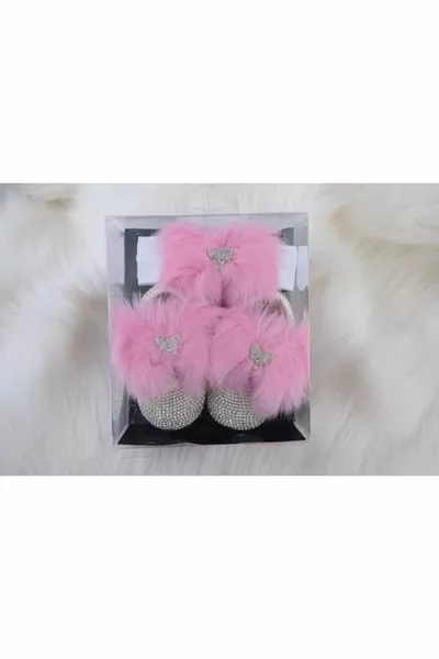 Кристален камък Бебешки кожени ботуши Комплект бандана