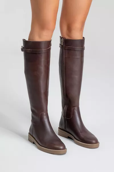 هيرمون جلد أحذية نسائية قهوة