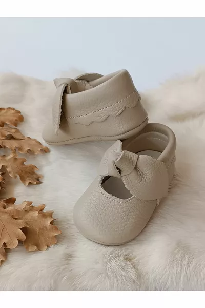 Alice Dark Cream Детские лоферы из натуральной кожи