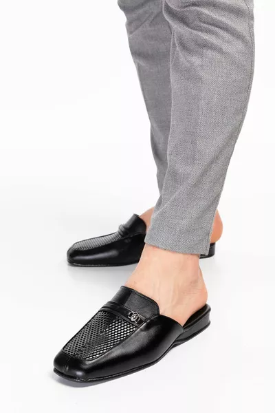 الرجال الأسود الجلود براءات الاختراع الجلود طباعة منزل النعال