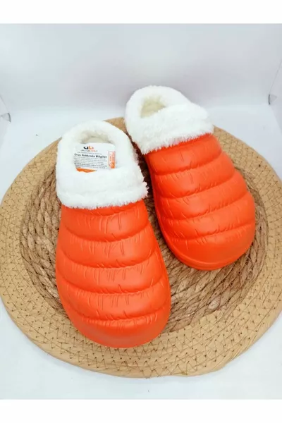 نعال البيت نعل نعل برتقالي للجنسين من Akınalbella مع فرو بالداخل (خذ مقاس أكبر)