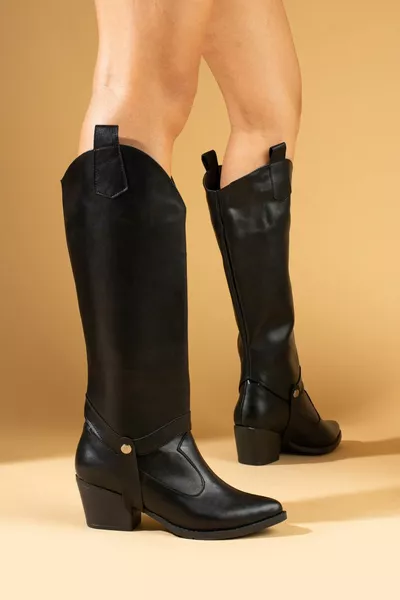 Donna Nero Nuova Stagione Cowboy Western 2 Diverso Uso Sia Stivali Che Stivali