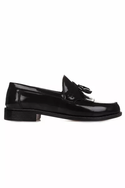 للجنسين كورسيك أحذية كاجوال جلد لامع أسود