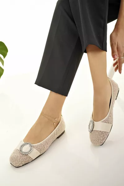 Дамски балетни равни Бежови стилни бизнес офис ежедневни обувки