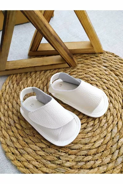 Unisex Model Genuine Leather Anti-Slip Sole Baby Sandals